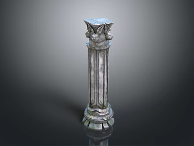 Classical Carved Stone Column With Decorative Capital And Intricate Texture Details 3d model