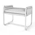 Modern Ottoman with Black Metal Frame Beige Padded Seat and Armrests