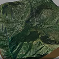 Detailed Terrain 3D Model With Green Mountains Valleys And Vegetation Cover