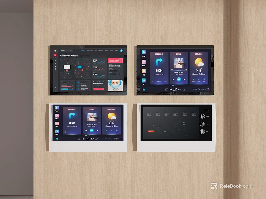 Smart Machines With Wall Mounted Touch Screens And Home Control Interfaces 3d model 