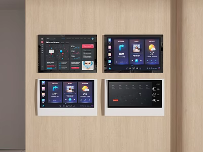 Smart Machines With Wall Mounted Touch Screens And Home Control Interfaces 3d model