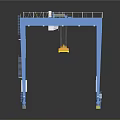 Heavy Duty Blue Gantry Crane With Yellow Hoist And Ladder Platform