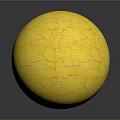 Yellow Sphere With Cracks And Rough Surface Texture On Gray Background 3d model