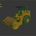 Yellow Road Roller With Steel Drum Cabin And Large Tires For Construction