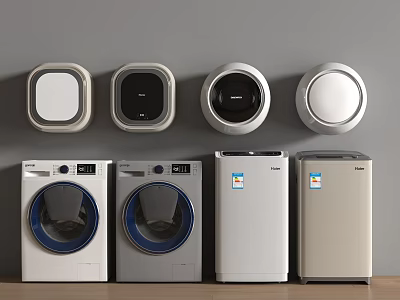 Wall Mounted and Freestanding Washing Machines in Modern Designs and Neutral Colors 3d model