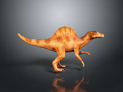 Detailed Spinosaurus Dinosaur Figure In Standing Pose With Spiked Sail Back And Orange Brown Skin 3d model