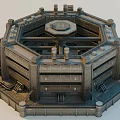 Future Architecture Octagonal Multi Level Structure With Tower Like Top And Cylindrical Elements