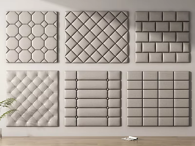 Modern Gray Upholstered Bedroom Accent Wall Design Ideas With Various Geometric Patterns 3d model