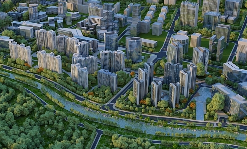 Xi'an City Xi'an Digital City Xi'an Aerial View Xi'an Urban Planning Urban Aerial View Buildings 3d model