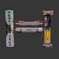 Industrial Mechanical Lifting Structure With Yellow Red Components Metal Frame And Warning Stripes