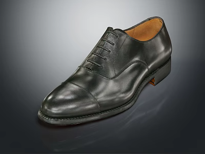 Classic Black Leather Dress Shoes With Lace Up Design For Formal Occasions 3d model