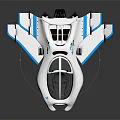 Futuristic SkyCruiser Spacecraft with White Blue Exterior and Transparent Cockpit for Advanced Space Exploration