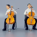 modern man cello instrument playing cello instrument playing cello duet alto violin stage performance male 3d model