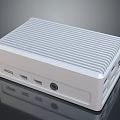 White Striped Mini Desktop PC Featuring Multiple Ports And Compact Design