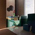 Abstract Sofa Collection With Geometric Shapes And Blue Green Tones In Modern Design