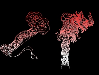 2D Ruyi Dragon Column Silhouette 3d model