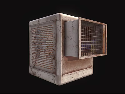 Rusty Air Conditioner Fan With Metal Grille And Industrial Design 3d model