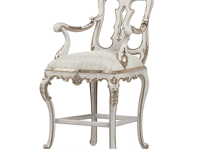 Elegant Single Sofa Design With Ornate Carved Frame And Plush Upholstered Seat 3d model