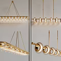 Modern Luxury Gold Pendant Lights With Unique Circular And Linear Designs 3d model