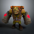 3D Mythical Creature Character With Green Skin Armor And Glowing Arms Design