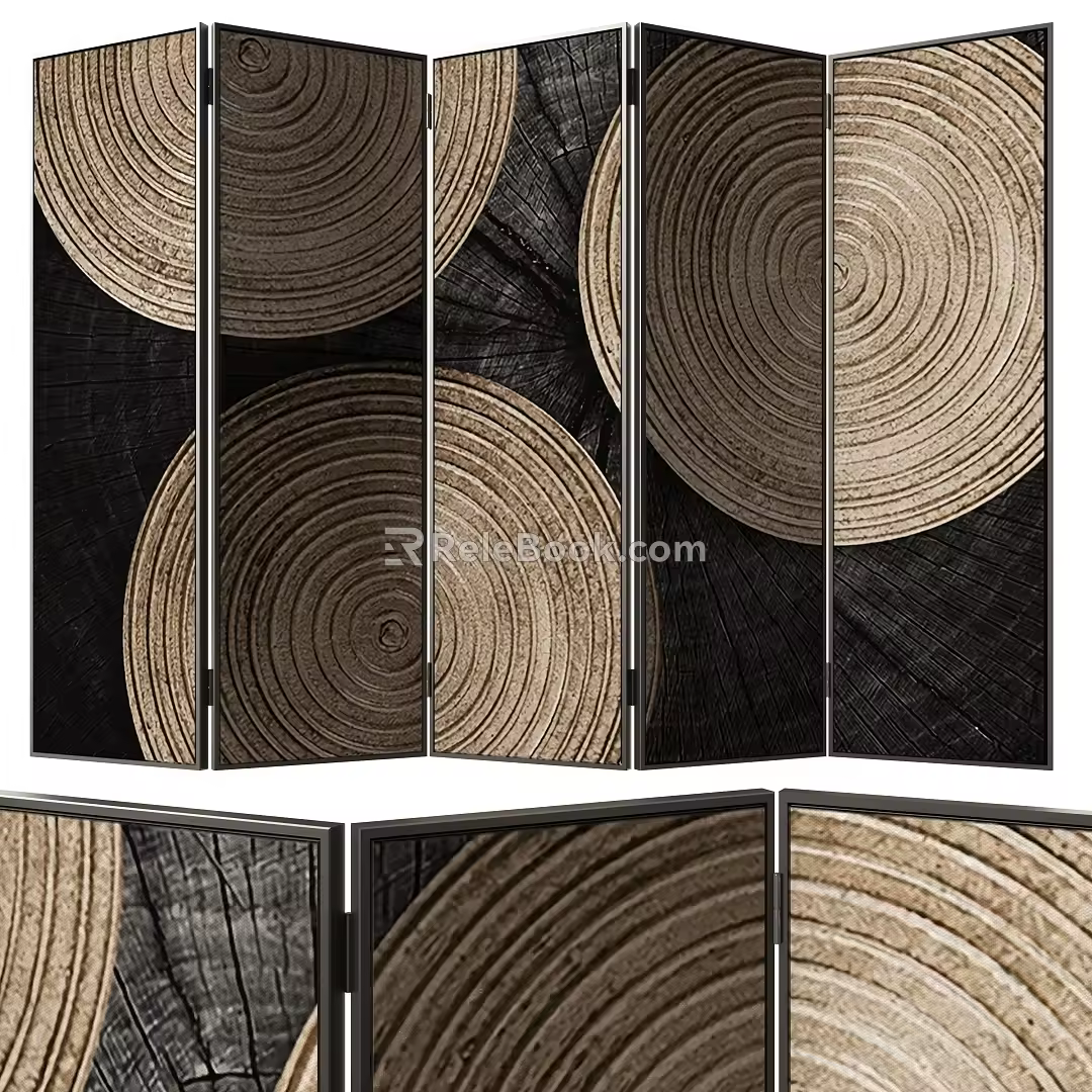 Middle Ancient Folding Screen 3d model