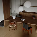 Middle style dining table and chair combination 3d model