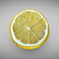 Fresh Sliced Lemon With Juicy Yellow Pulp And Cross Section View