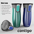 Contigo Vacuum Insulated Mugs Green Blue One Handed Operation Leak Proof Design
