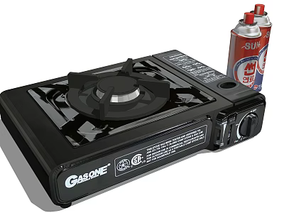 GasOne Portable Gas Stove For Camping Kitchen With SUN Gas Cylinder 3d model