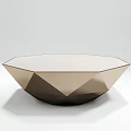 Modern Octagonal Coffee Table With Glass Top And Geometric Polygon Brown Gradient Base 3d model
