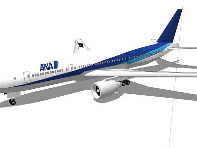 ANA Airplane With Blue And White Livery And Modern Design Features 3d model