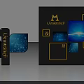 Lianmeiushi Brand Background Wall With Yellow Borders Blue Display Panels And Geometric Patterns