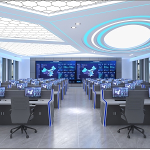 modern dispatching center production monitoring center public space 3d model