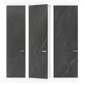 Contemporary Swing Door Design Featuring Wooden Panel Marble Texture And Sleek Metal Handle
