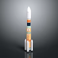 Multicolored Space Rocket Model With White Nose Cone And Side Boosters For Cosmic Exploration 3d model