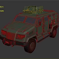 Green Armored Military Vehicle With Heavy Duty Body And Roof Mounted Equipment