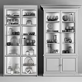 Glass Door Cabinets With Dinnerware Glasses And Decorative Items 3d model