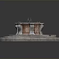Classical Stone Fountain With Circular Base And Multi Tiered Steps Design 3d model