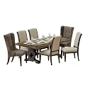 Modern Dining Table With Upholstered Chairs Set For Dining Room Design 3d model