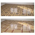 Wooden Flooring With Geometric Patterns And Various Design Styles In Brown And Beige Tones