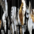 Modern Elegant Crystal Chandelier With Multiple Transparent Crystal Pieces And Gold Accents