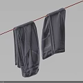 Two Dark Blue Clothes Hanging On Clothesline Drying Outdoors In Daylight