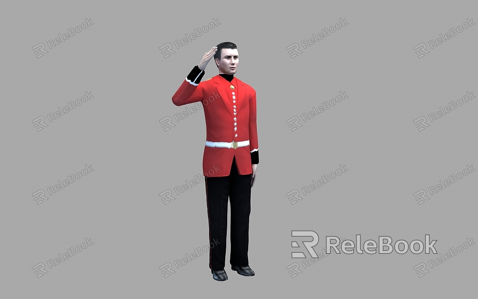 Security Salute Welcome Person Property Staff Standing Person with Action model