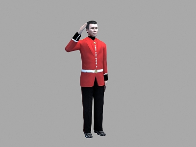 Security Salute Welcome Person Property Staff Standing Person with Action model