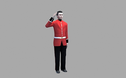 Security Salute Welcome Person Property Staff Standing Person with Action 3d model