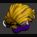 3D Female Character With Blonde Short Hair Blue Eyes Purple Top And Silver Shoulder Decorations
