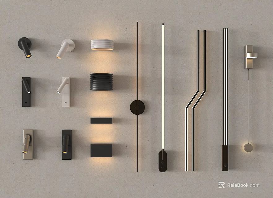 Modern Wall Lamps With Diverse Minimalist Designs For Home Interior Decor 3d model 