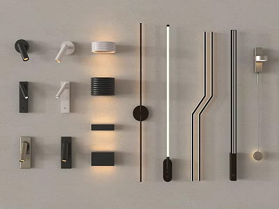Modern Wall Lamps With Diverse Minimalist Designs For Home Interior Decor 3d model