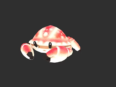 Pink And White Spotted Crab With Cute Features As Aquatic Marine Creature 3d model