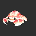 Pink And White Spotted Crab With Cute Features As Aquatic Marine Creature